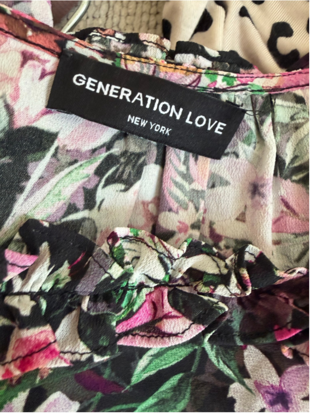 GENERATION LOVE Black Pink Floral Ruffle Blouse - Picture 7 of 7